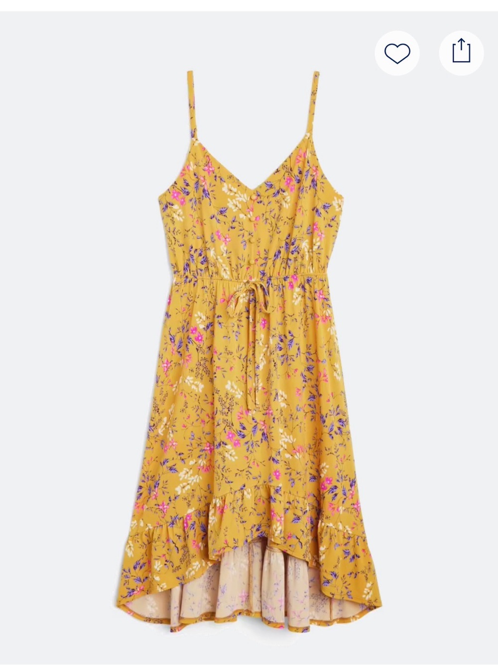 Kaileigh Yellow asymmetrical Floral Midi Dress never worn. NWOT